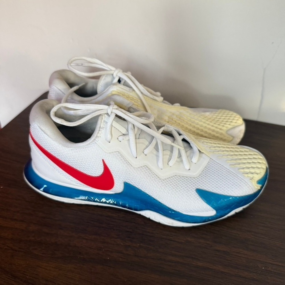 Nike Zoom Vapor Cage 4 White Red Rafa Nadal Tennis Shoe DD1579-113 Men's Size 9